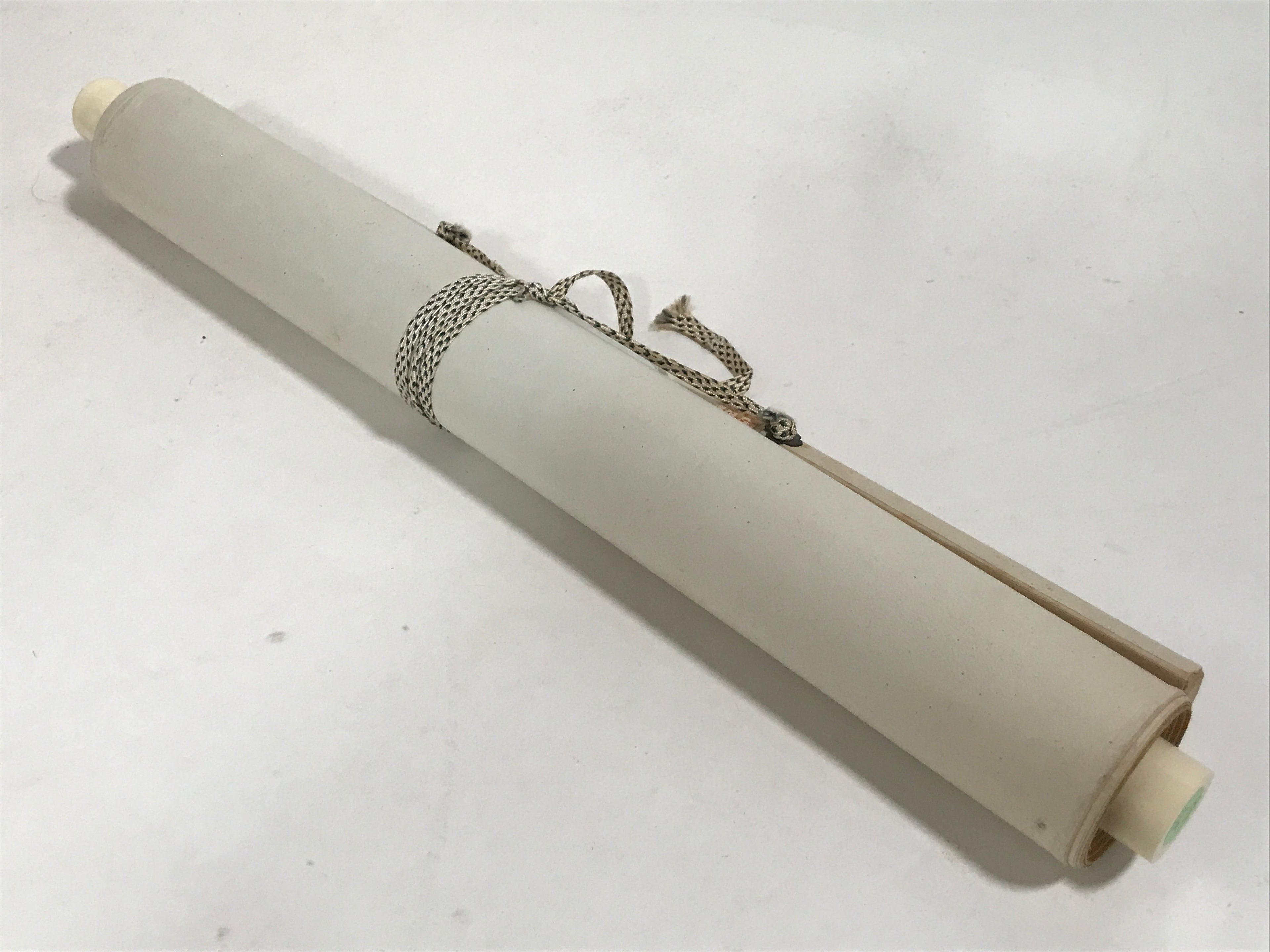 Japanese Hanging Scroll Vtg Kakejiku Red Bamboo Black Kanji Calligraphy KJ68
