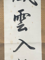 Japanese Hanging Scroll Vtg Kakejiku Zen Calligraphy 5 Characters Black KJ70