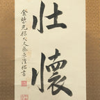 Japanese Hanging Scroll Vtg Kakejiku Zen Calligraphy 5 Characters Black KJ70