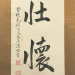 Japanese Hanging Scroll Vtg Kakejiku Zen Calligraphy 5 Characters Black KJ70