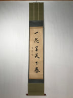 Japanese Hanging Scroll Vtg Kakejiku Zen Idiom Spring Calligraphy Black KJ111