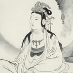 Japanese Hanging Scroll Vtg Kannon Seated On Rock Buddhist Kakejiku SC839