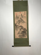 Japanese Hanging Scroll Vtg Mountain Pine Trees Clouds Monochrome Kakejiku SC835