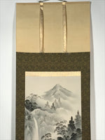 Japanese Hanging Scroll Vtg Mountain Waterfall Monochrome Sansui Kakejiku SC834