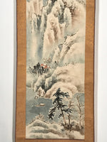 Japanese Hanging Scroll Vtg Mountains River Small Boat Colored Sansui SC912