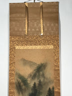 Japanese Hanging Scroll Vtg Mountains Trees River Sansui Kakejiku SC849