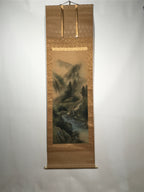 Japanese Hanging Scroll Vtg Mountains Trees River Sansui Kakejiku SC849