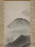 Japanese Hanging Scroll Vtg Moutains Lake Boat Color Sansui Kakejiku SC858