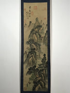 Japanese Hanging Scroll Vtg Moutains River Monochrome Sansui Kakejiku SC857