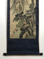 Japanese Hanging Scroll Vtg Moutains River Monochrome Sansui Kakejiku SC857