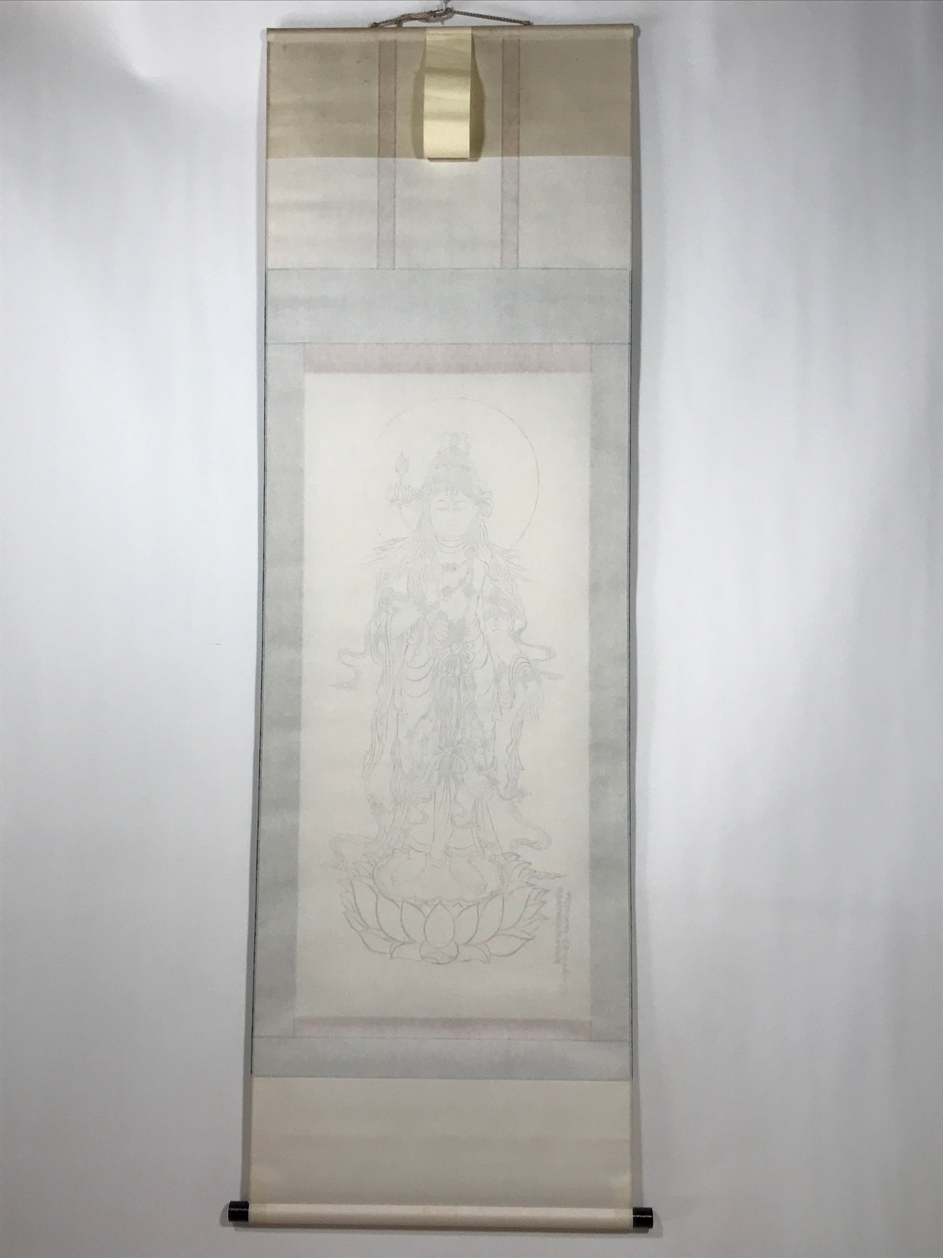 Japanese Hanging Scroll Vtg Namu Daijidaihi Kanzeon Bosa Drawing Buddhist SC816