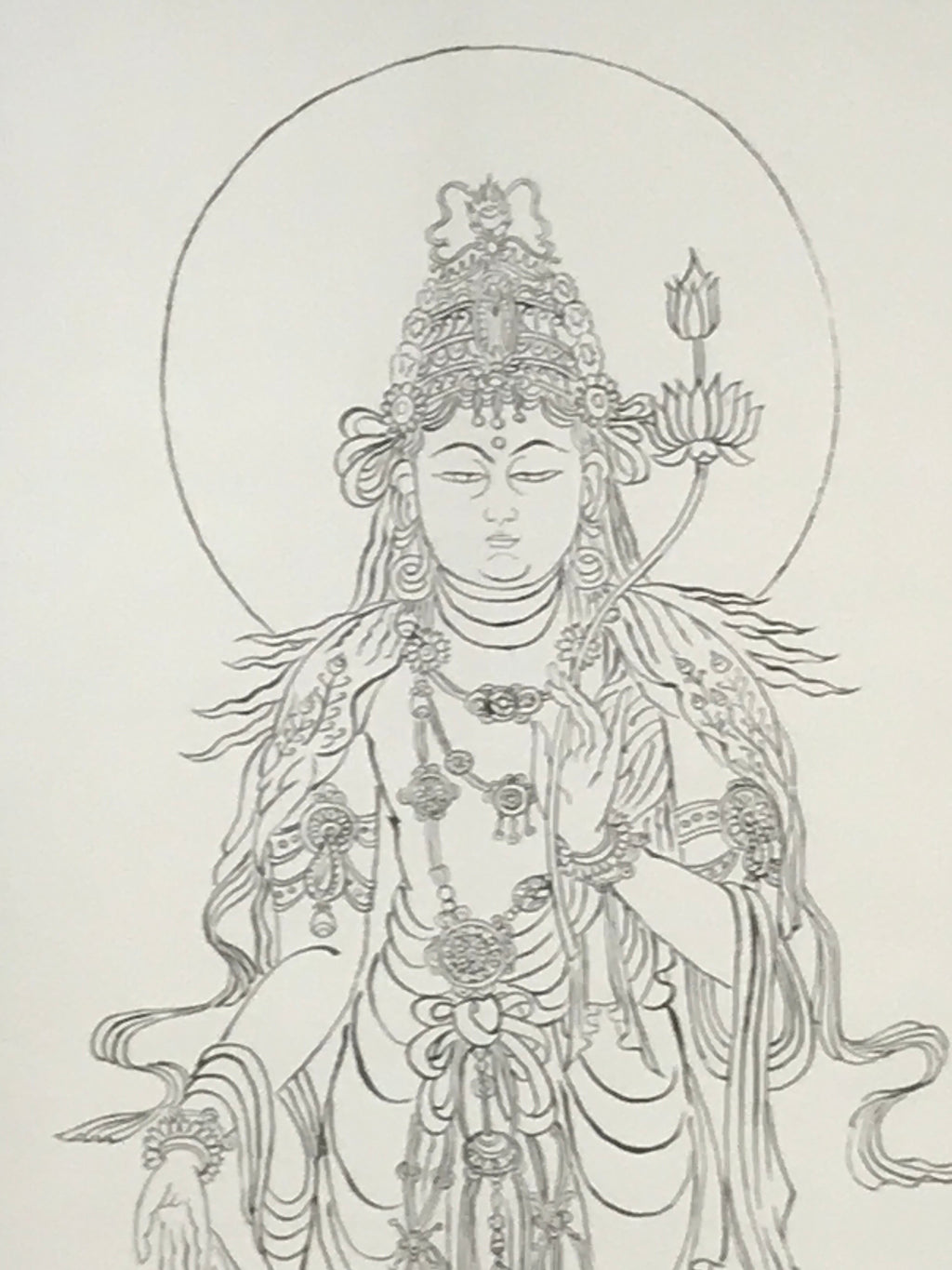 Japanese Hanging Scroll Vtg Namu Daijidaihi Kanzeon Bosa Drawing Buddhist SC816