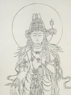 Japanese Hanging Scroll Vtg Namu Daijidaihi Kanzeon Bosa Drawing Buddhist SC816