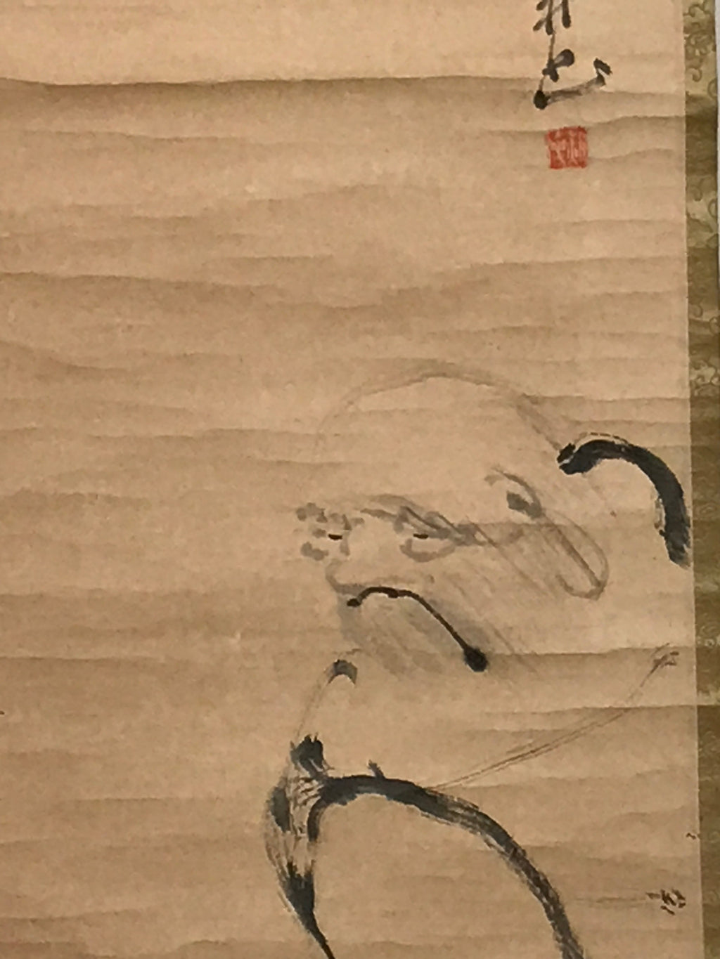 Japanese Hanging Scroll Vtg Poem Monk Monochrome Buddhist Kakejiku SC900
