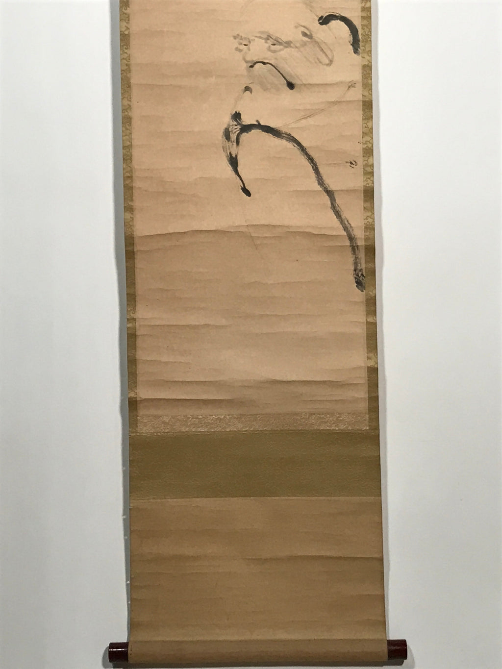 Japanese Hanging Scroll Vtg Poem Monk Monochrome Buddhist Kakejiku SC900