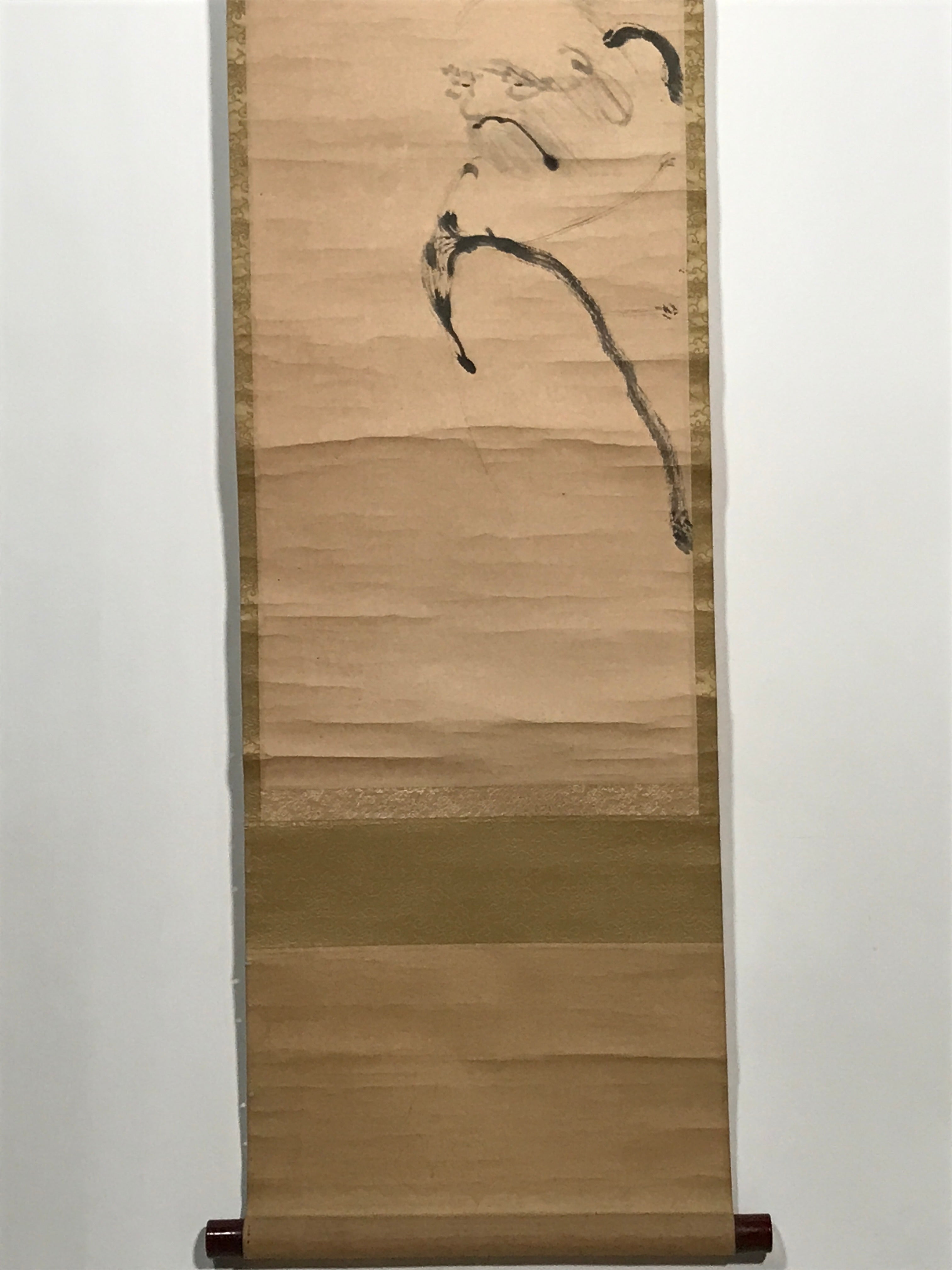 Japanese Hanging Scroll Vtg Poem Monk Monochrome Buddhist Kakejiku SC900