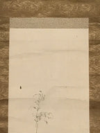 Japanese Hanging Scroll Vtg Raccoon Dog Herbs Black Kakejiku Chagake SC923