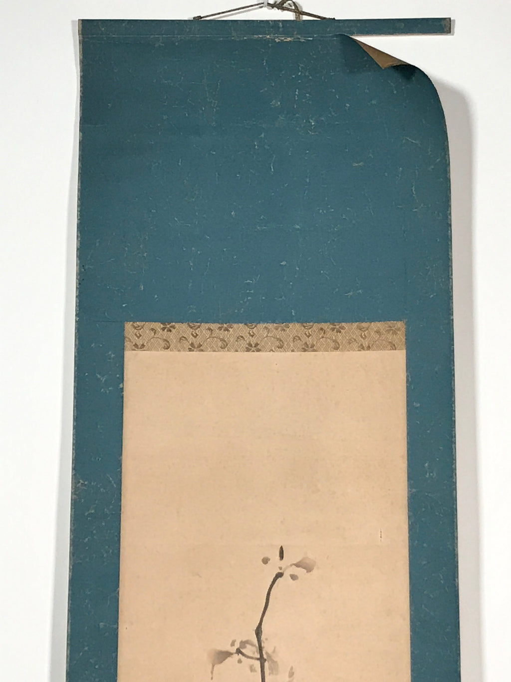 Japanese Hanging Scroll Vtg Red Flowers Black Tree Kakejiku Chagake SC906