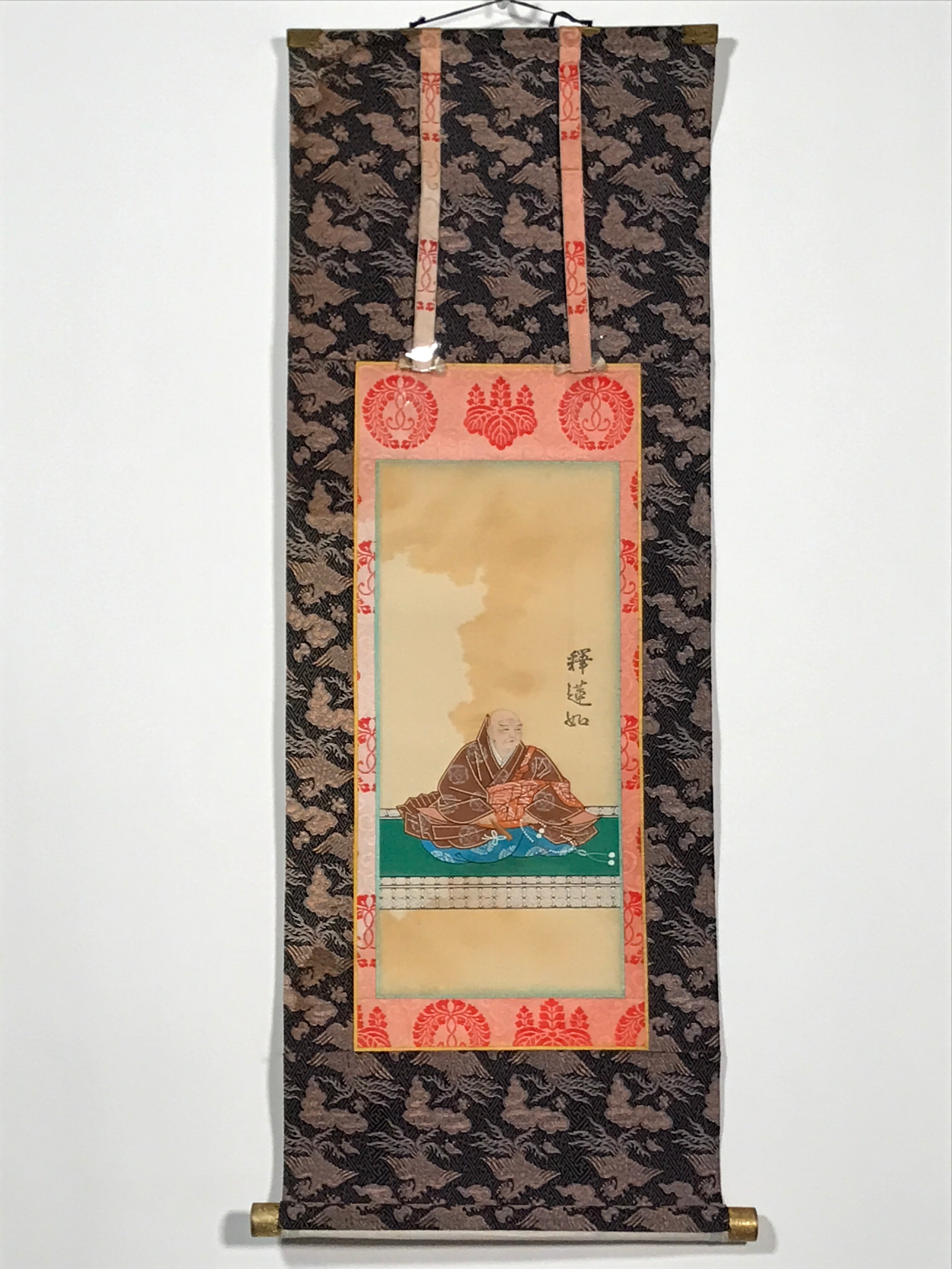 Japanese Hanging Scroll Vtg Rennyo Jodo Shinshu Buddhist Kakejiku SC898