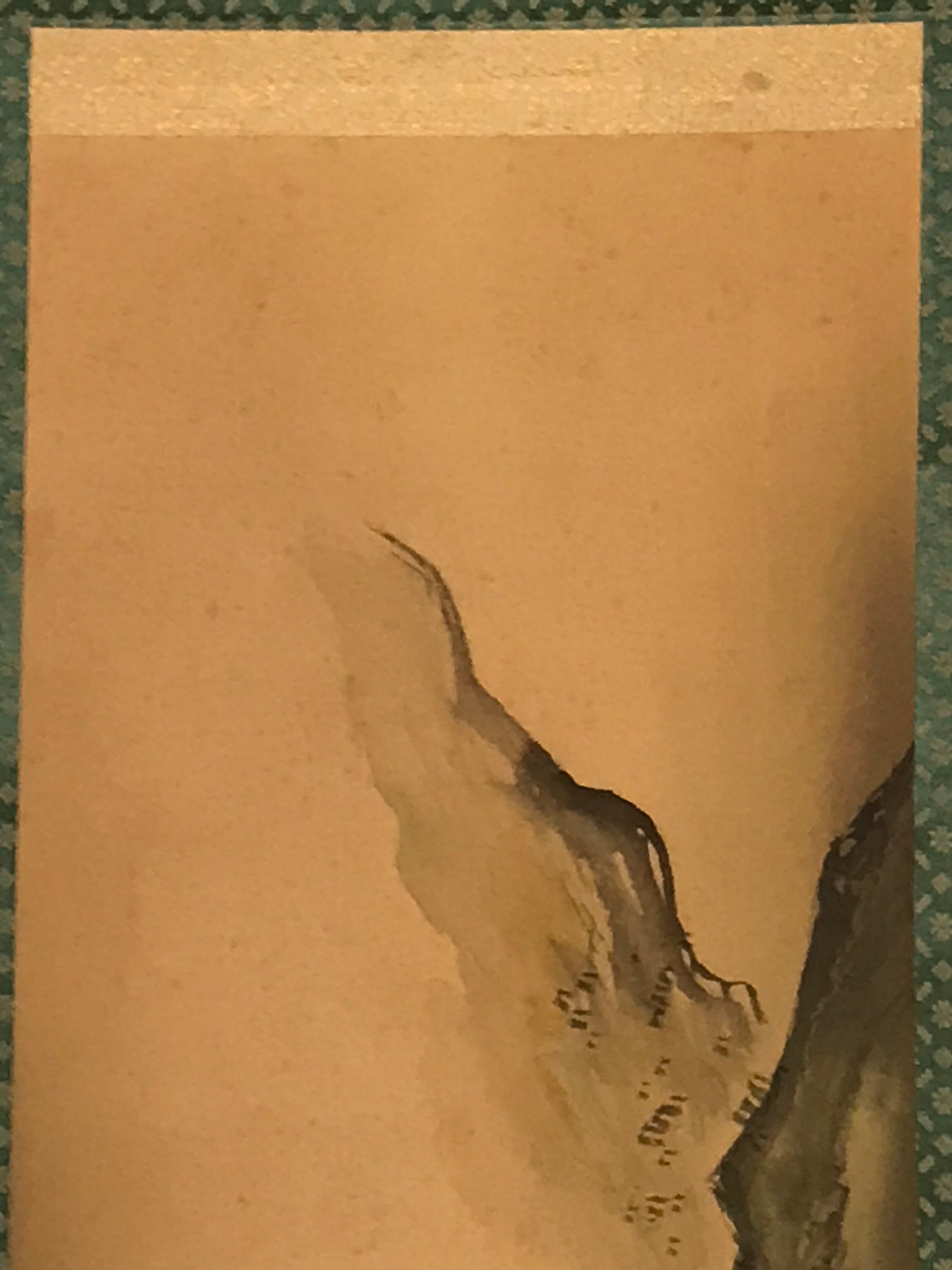 Japanese Hanging Scroll Vtg Roaring Tiger Orange Zodiac Animal Kakejiku SC819