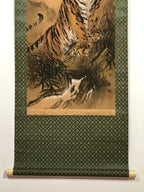 Japanese Hanging Scroll Vtg Roaring Tiger Orange Zodiac Animal Kakejiku SC819
