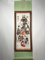 Japanese Hanging Scroll Vtg Seven Lucky Gods Color Kakejiku Chagake SC867
