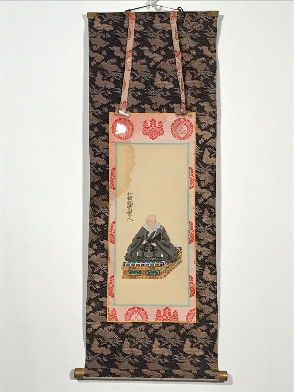 Japanese Hanging Scroll Vtg Shinran Jodo Shinshu Buddhist Kakejiku SC892