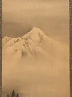 Japanese Hanging Scroll Vtg Snow Mountain Houses Winter Sansui Kakejiku SC820