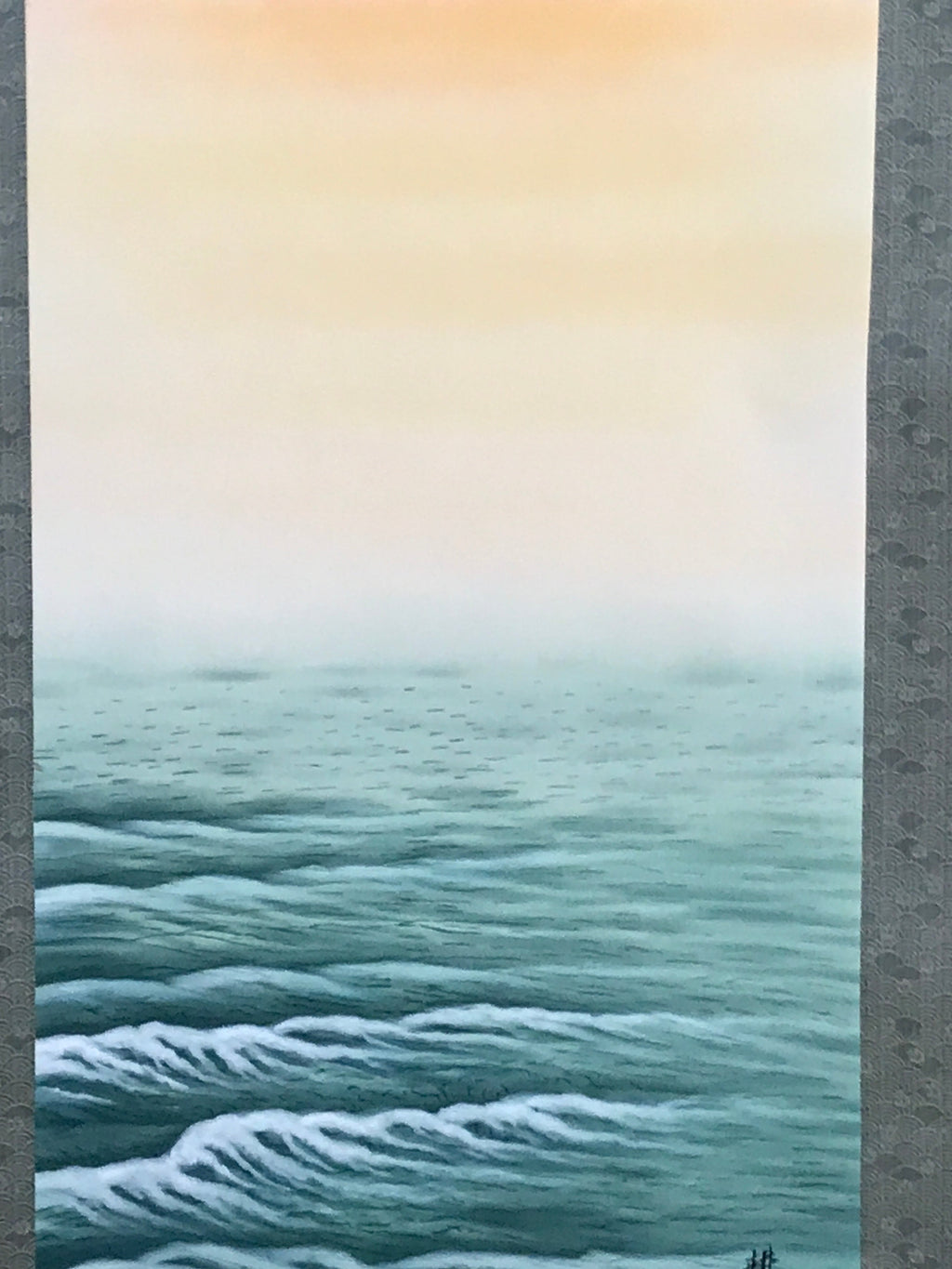 Japanese Hanging Scroll Vtg Sun Rising Calm Waves New Year Kakejiku SC901
