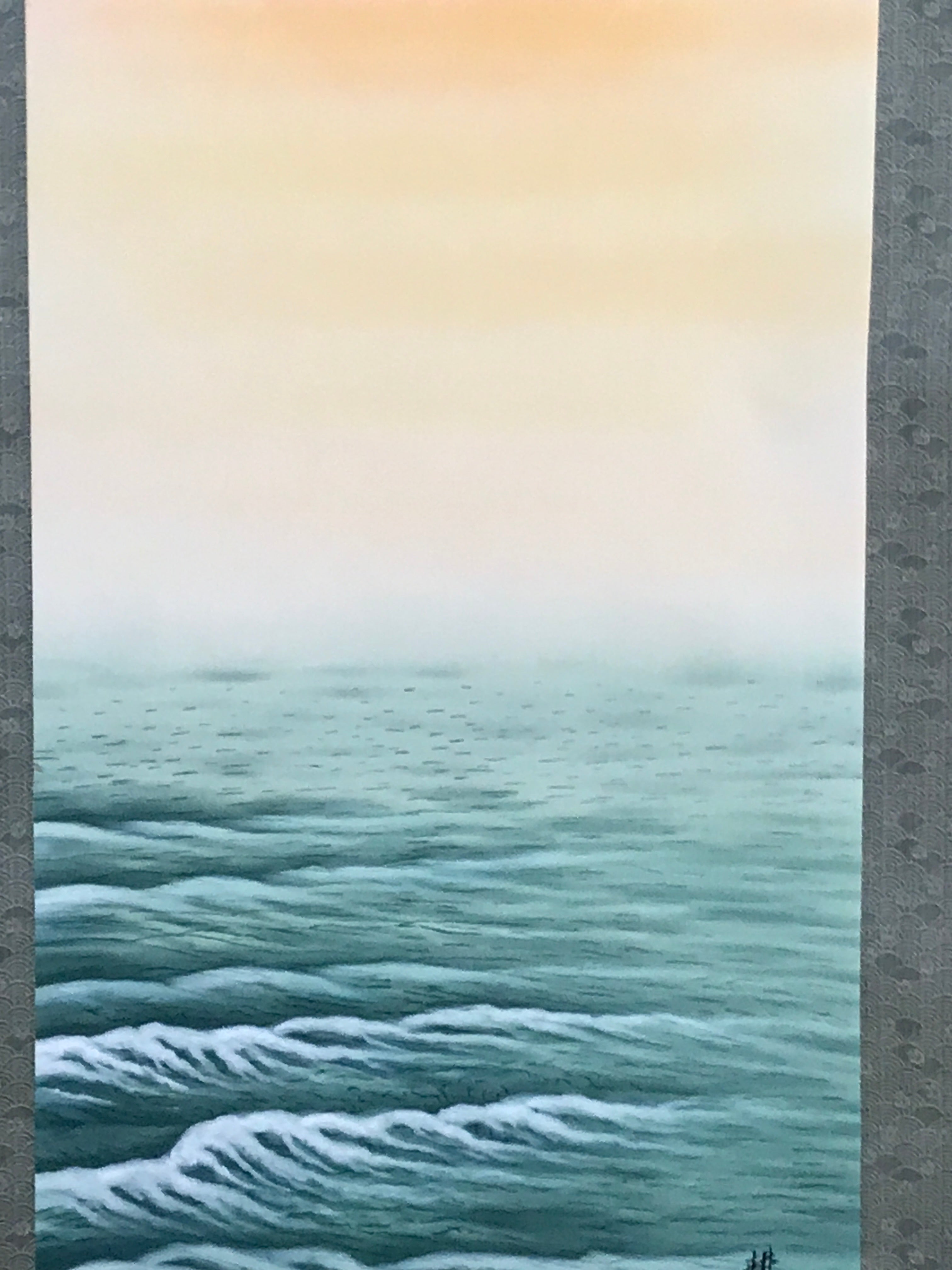 Japanese Hanging Scroll Vtg Sun Rising Calm Waves New Year Kakejiku SC901