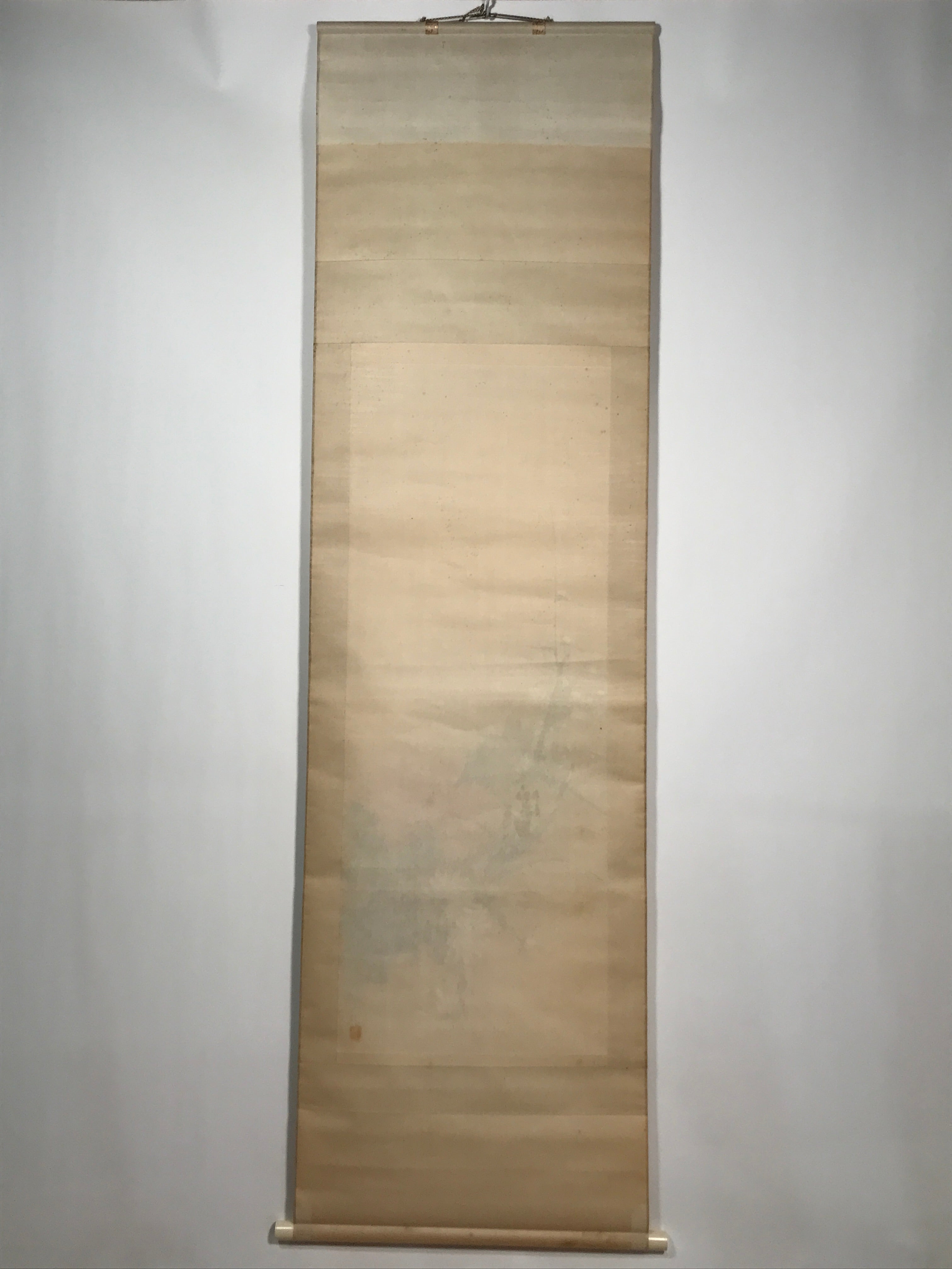 Japanese Hanging Scroll Vtg Three Flowers Pink Yellow White Kakejiku SC852
