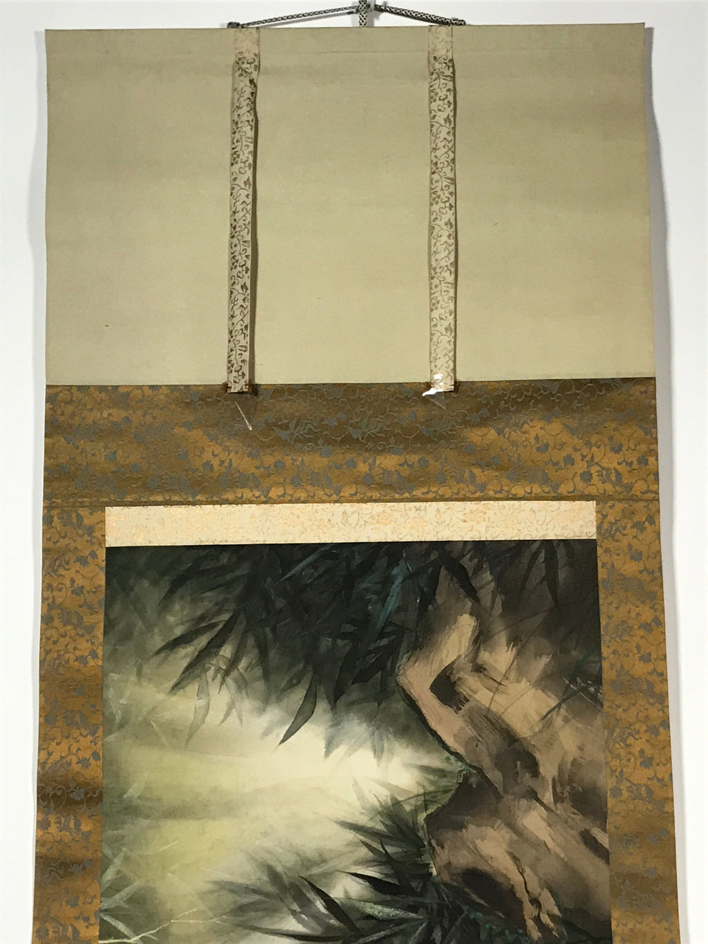 Japanese Hanging Scroll Vtg Tiger Bamboo Color Zodiac Animal Kakejiku SC860