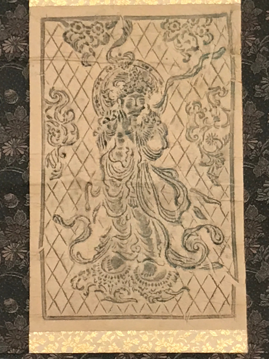 Japanese Hanging Scroll Vtg Todaiji Temple Onjo Bosatsu Reproduction SC863