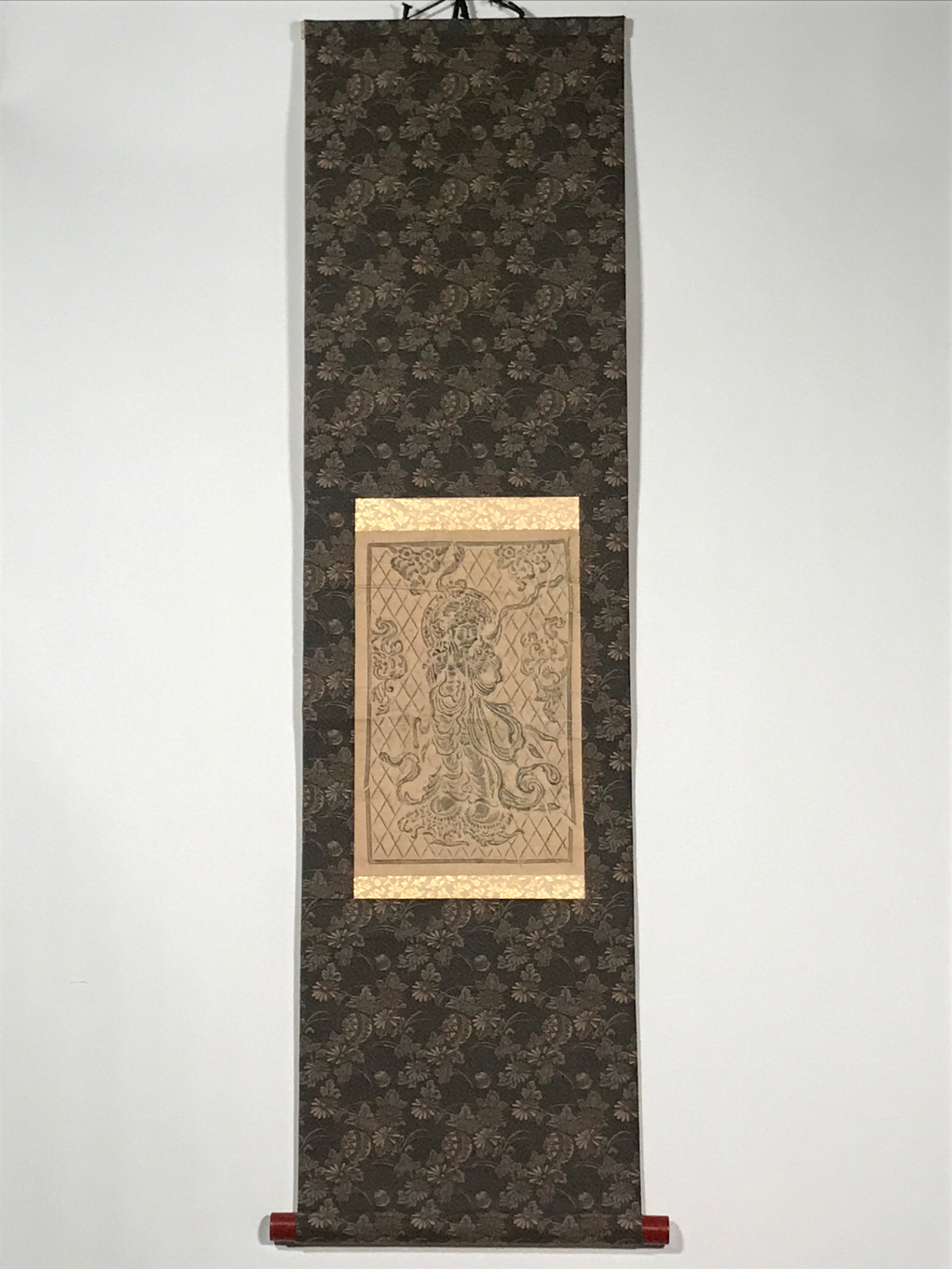Japanese Hanging Scroll Vtg Todaiji Temple Onjo Bosatsu Reproduction SC863