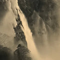 Japanese Hanging Scroll Vtg Waterfall Moutains Trees Monochrome Kakejiku SC859