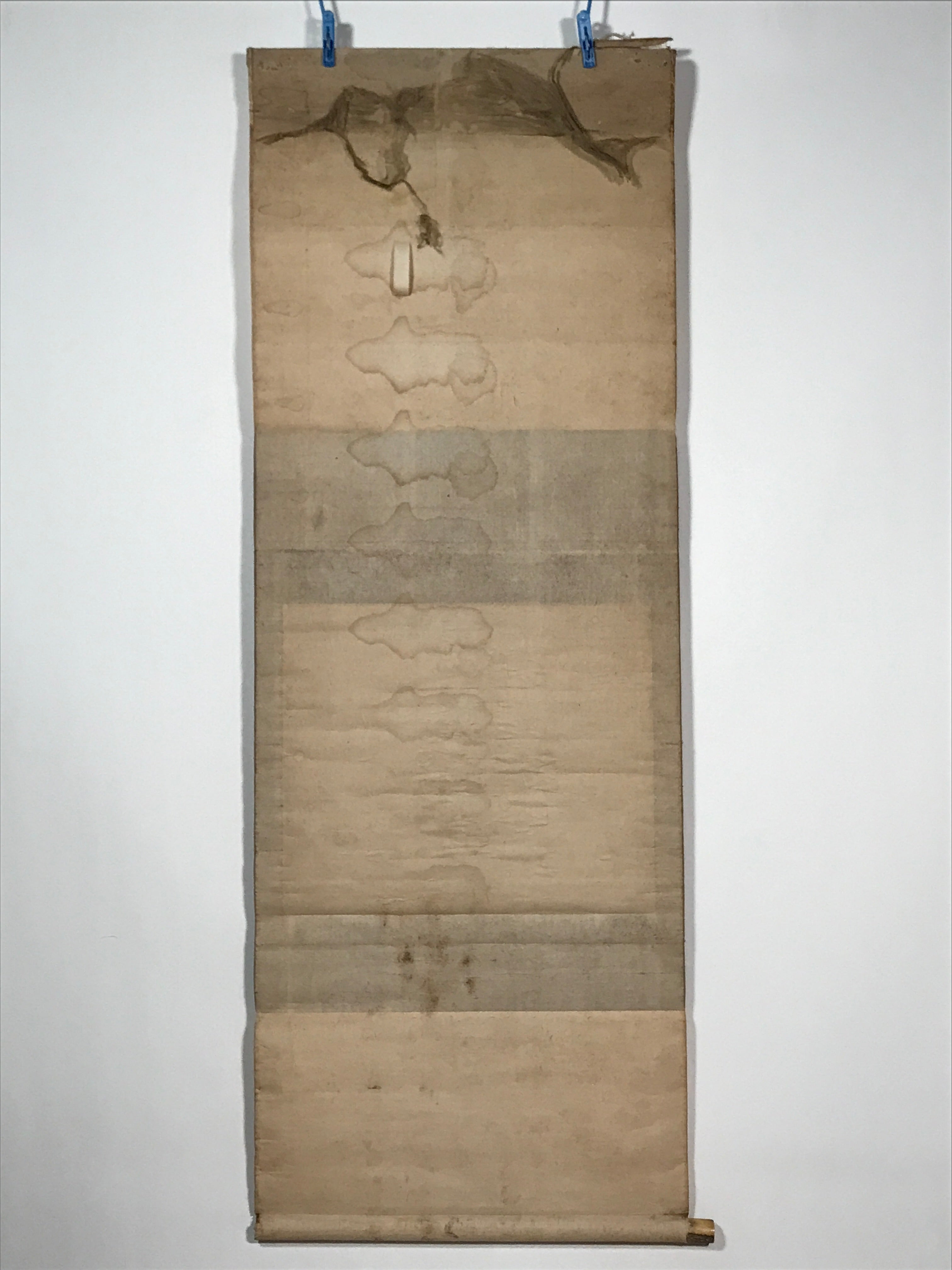 Japanese Hanging Scroll Vtg White Flower Poem Kakejiku Chagake SC940