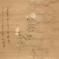 Japanese Hanging Scroll Vtg White Flower Poem Kakejiku Chagake SC940