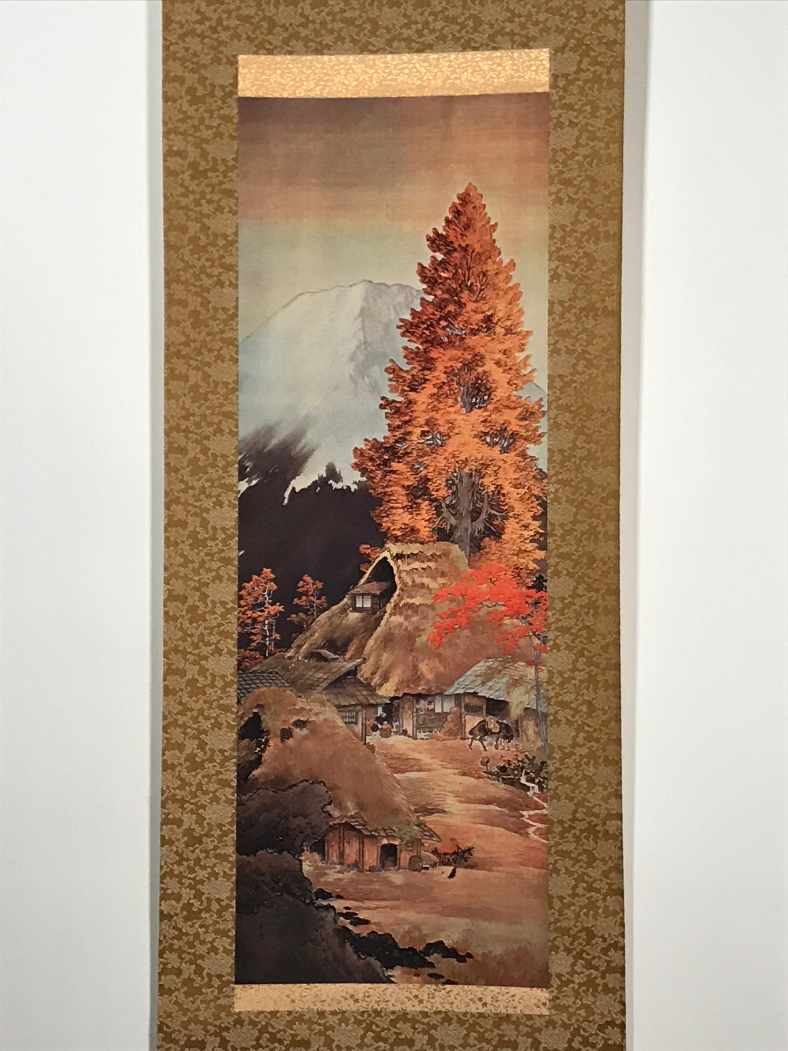 Japanese Hanging Scroll Vtg Yamamoto Shunkyo Akibare No Zu Fall Kakejiku SC830