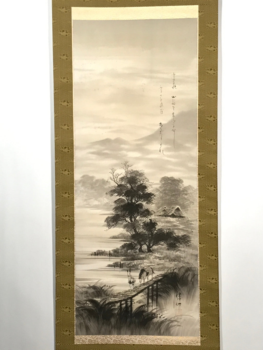Japanese Hanging Scroll Vtg Yokoyama Seitei Suiboku Sansui Kakejiku SC823