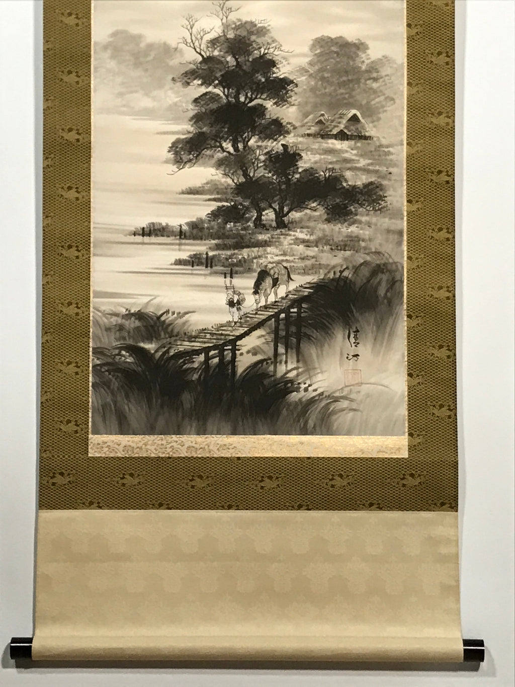 Japanese Hanging Scroll Vtg Yokoyama Seitei Suiboku Sansui Kakejiku SC823