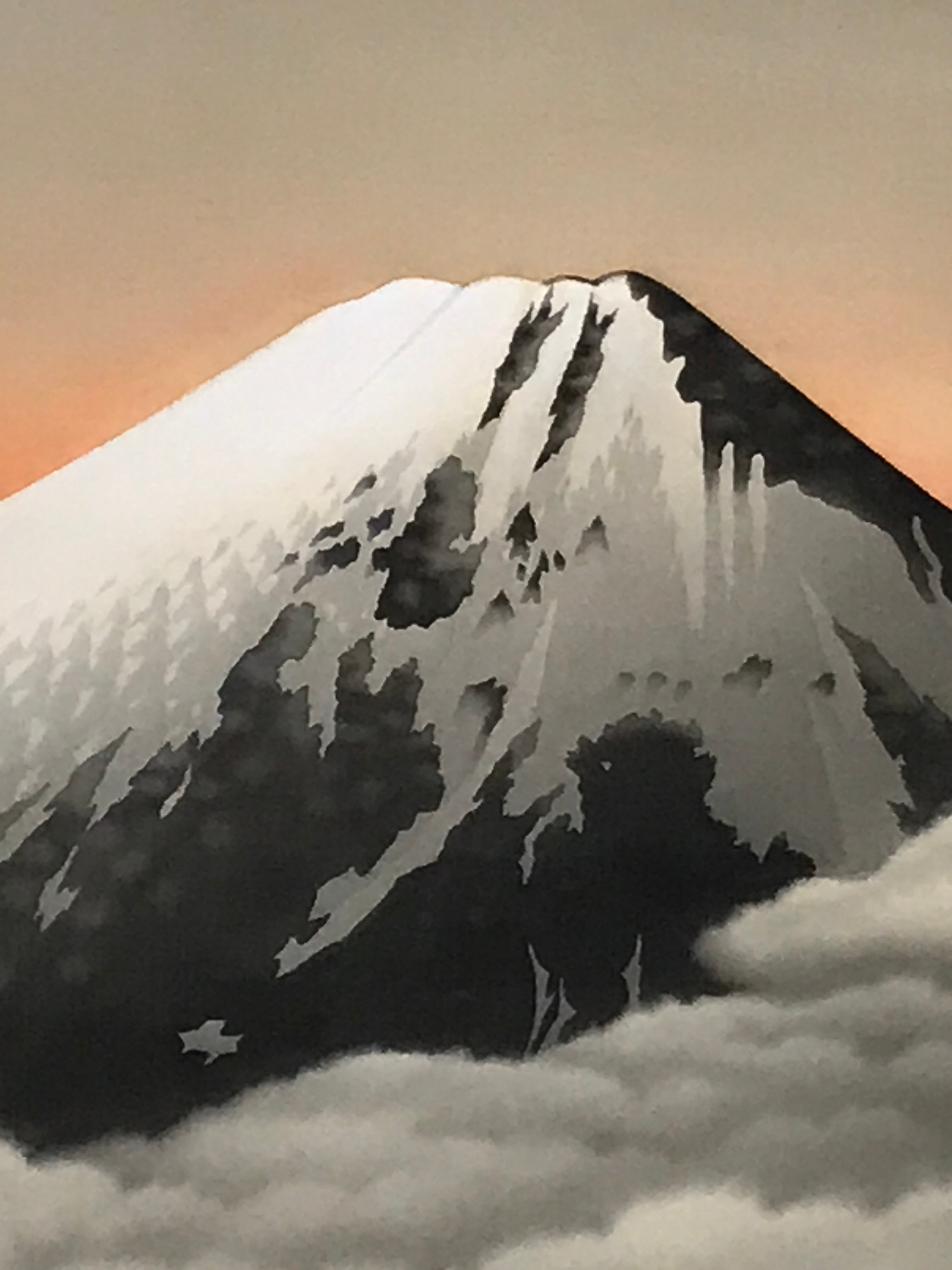 Japanese Hanging Scroll Vtg Yoshii Eiji Fugaku Mt Fuji Clouds Nihonga SC814