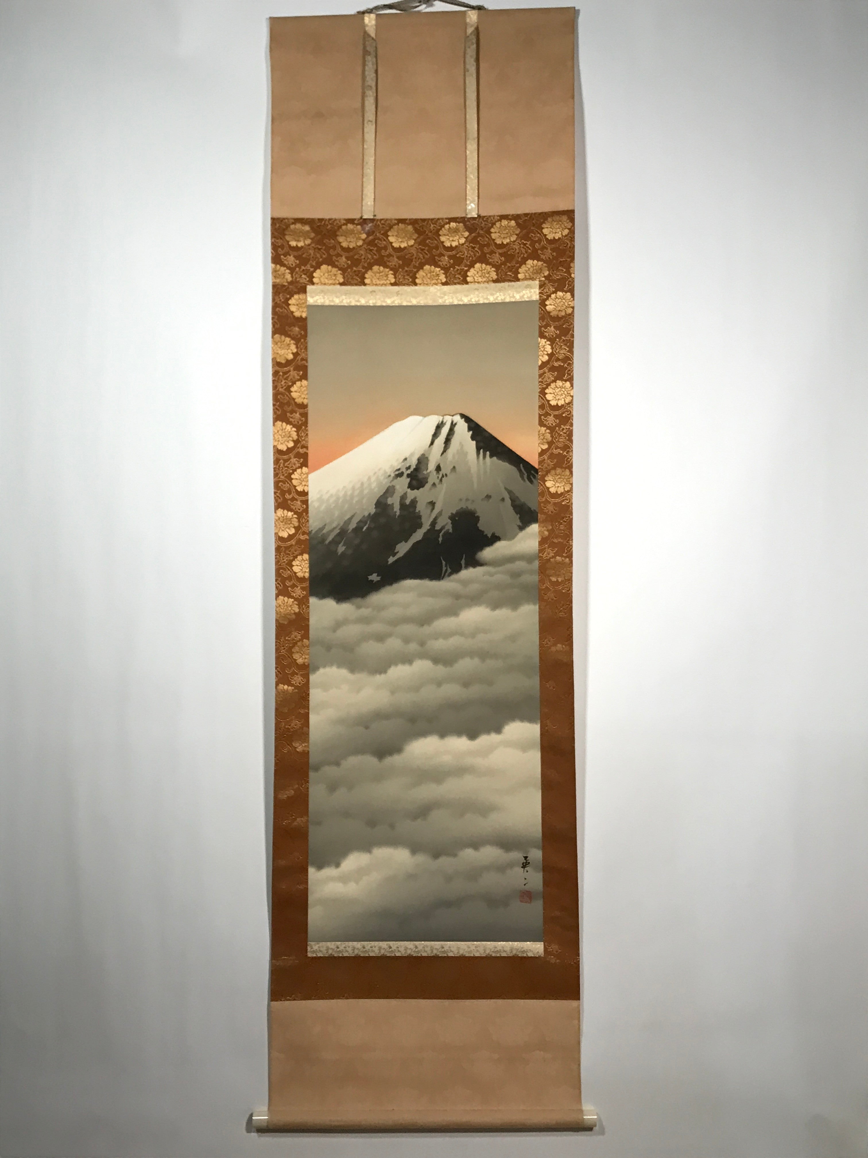 Japanese Hanging Scroll Vtg Yoshii Eiji Fugaku Mt Fuji Clouds Nihonga SC814