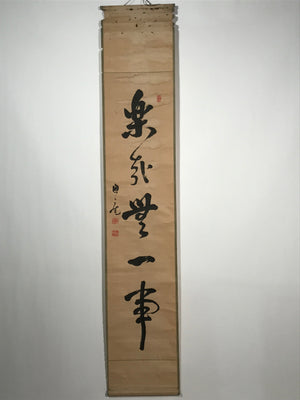 Japanese Hanging Scroll Vtg Zen Calligraphy Black Kakejiku Chagake SC926