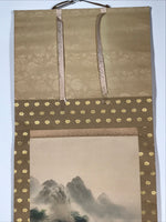 Japanese Hanging Scroll Waterfall River Bridge Mountain Sansui Kakejiku SC829