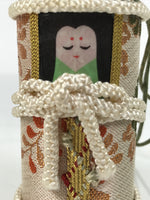 Japanese Hanging Silk Fabric Doll Bell Figurine Gold Cylinder Rattle Woman KF806