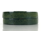 Japanese Hanko Ink pad Metal Case Iron Green Vtg Red Shuniku Wooden Box SZ59