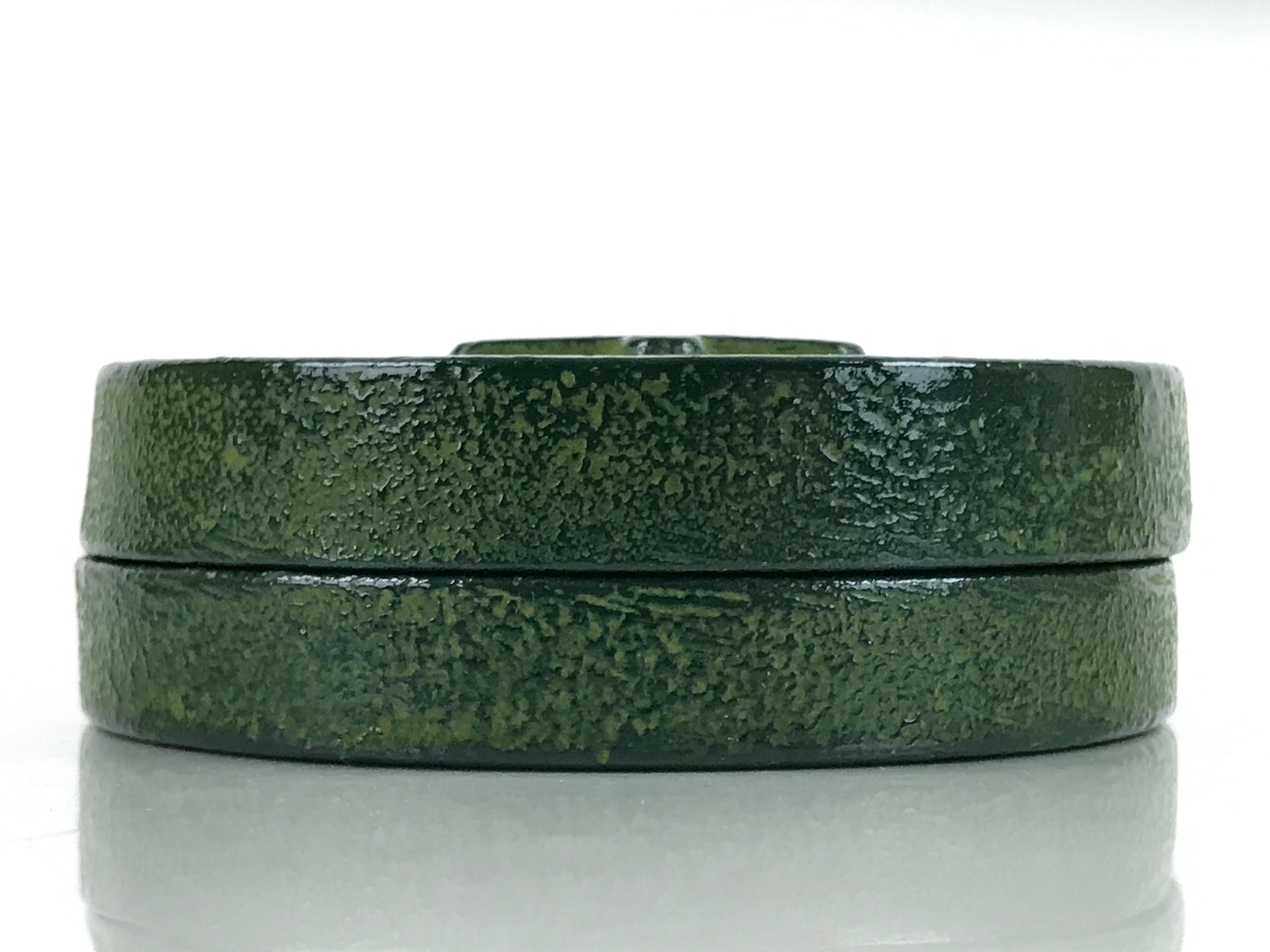 Japanese Hanko Ink pad Metal Case Iron Green Vtg Red Shuniku Wooden Box SZ59