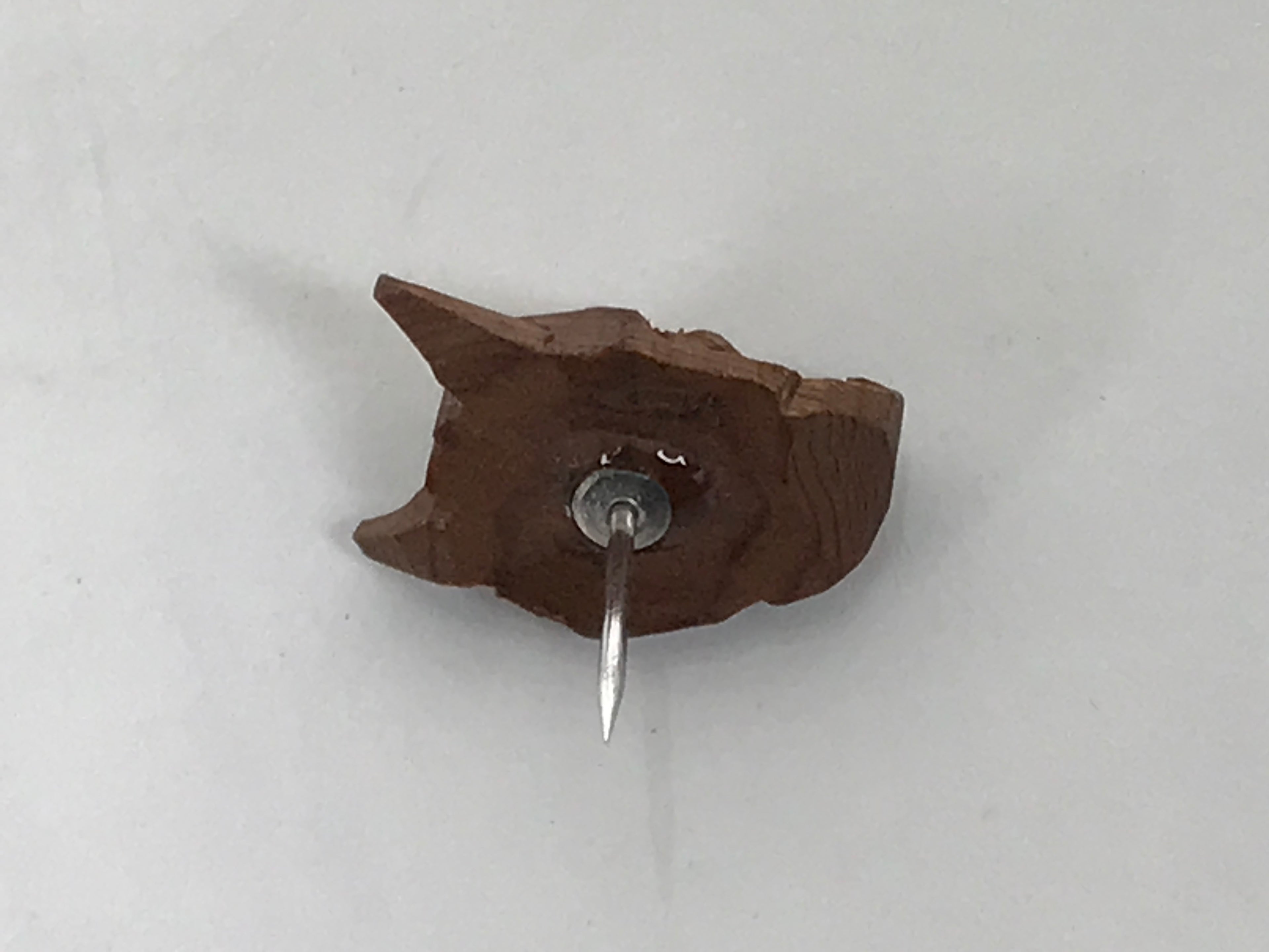 Japanese Hannya Noh Mask Tie Pin Tack Vtg Netsuke Handcarved Boxwood Brown SP3