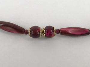 Japanese Haori Himo Glass Beads Kimono Jacket Accessory Red Gold Hooks OJ232