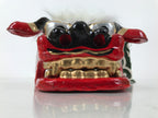 Japanese Hariko Paper Mache Shishi Dancing Lion Dog Mask Vtg Komainu Red OM87